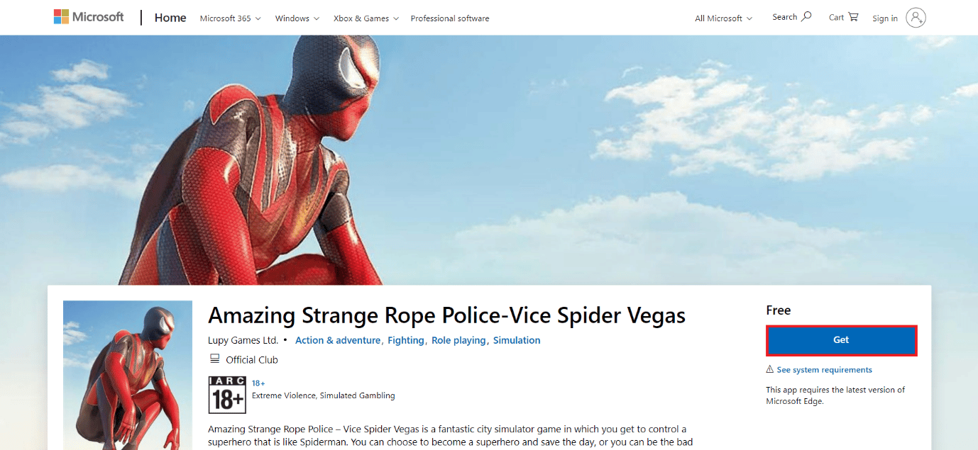 Descarga la página de Amazing Strange Rope Police- Vice Spider Vegas.