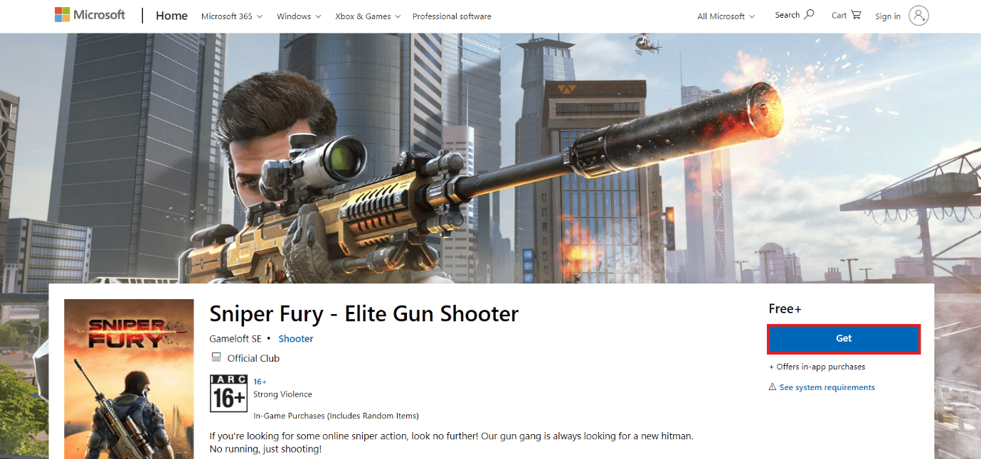 หน้าดาวน์โหลดของ sniper fury 50 สุดยอดเกมฟรีสำหรับ Windows 10 ให้ดาวน์โหลด