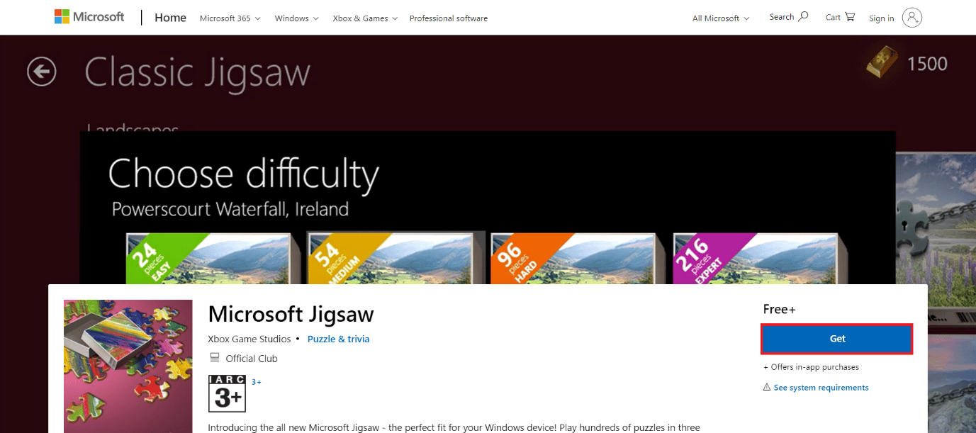 صفحة تنزيل Microsoft Jigsaw. أفضل 50 لعبة مجانية لنظام التشغيل Windows 10 للتنزيل