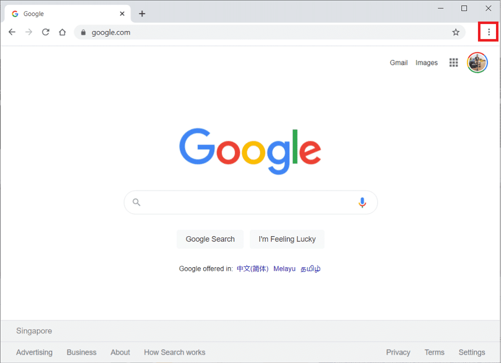 Starten Sie Google Chrome und klicken Sie oben rechts auf das Symbol mit den drei Punkten