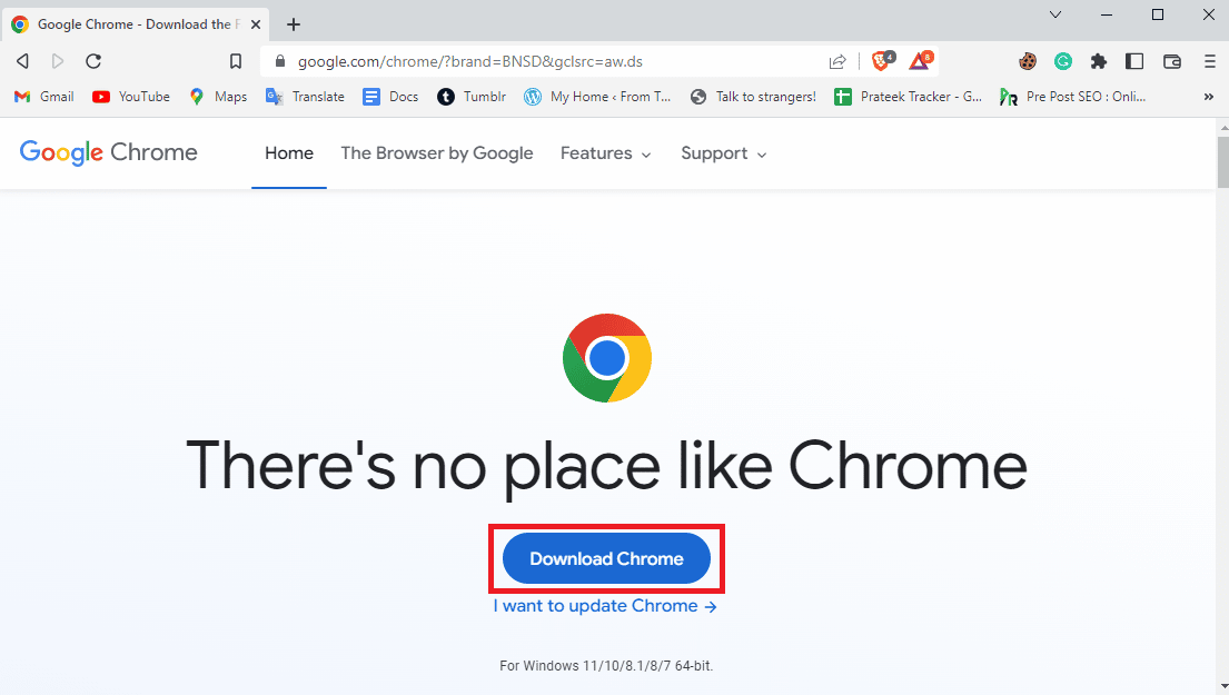 Fai clic sul pulsante Scarica Chrome per scaricare Chrome