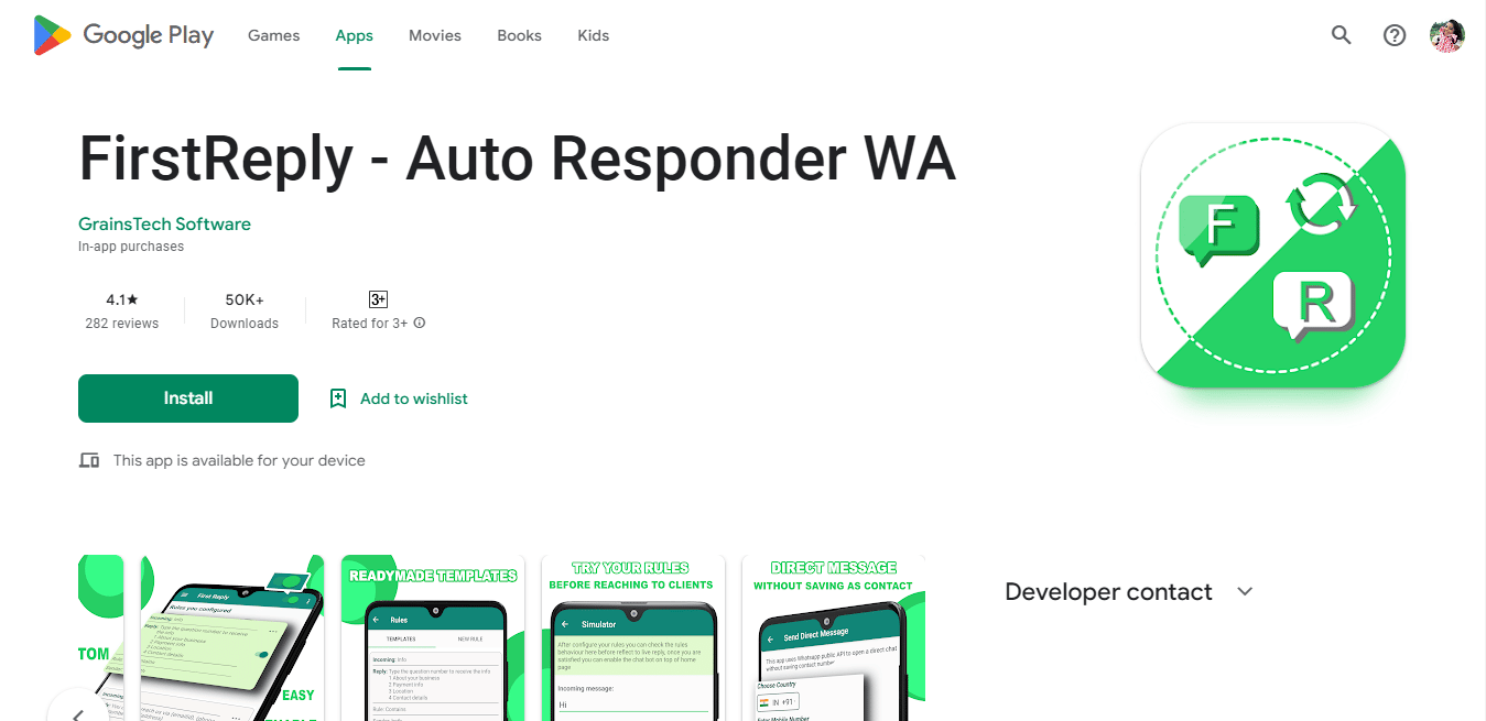 FirstReply - Auto Responder WA | répondeur automatique pour WhatsApp