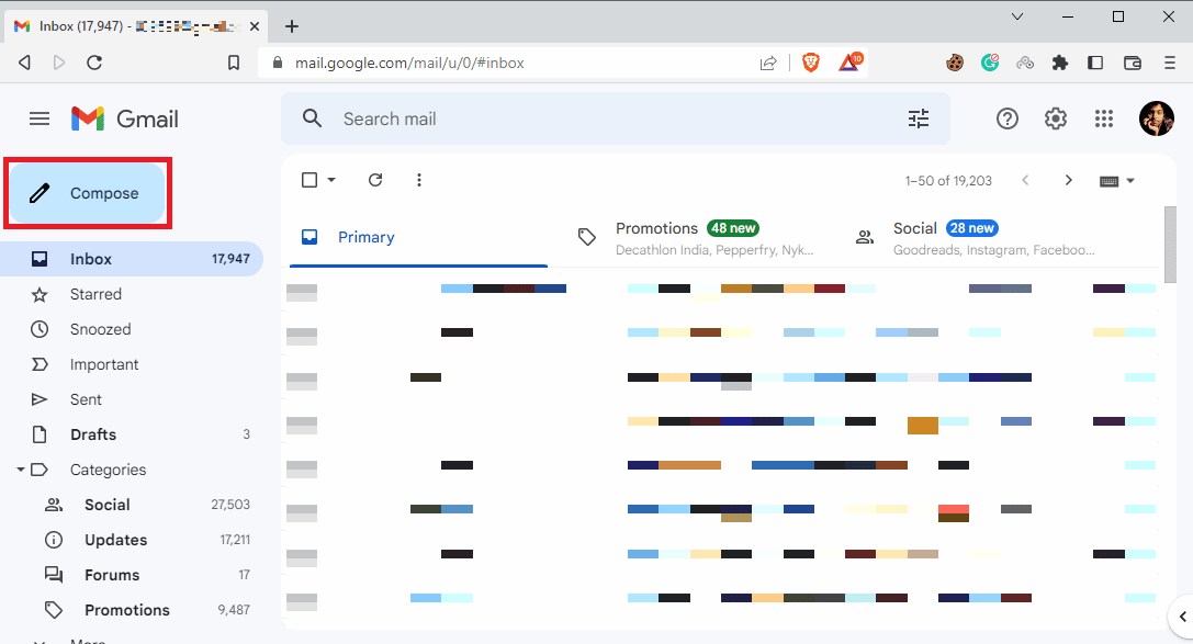 Faceți clic pe Compune pentru a scrie un nou e-mail