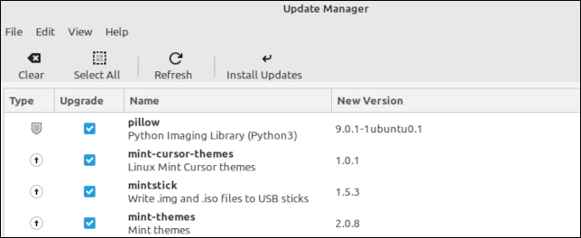 Linux Mint 21.1 中的更新管理器