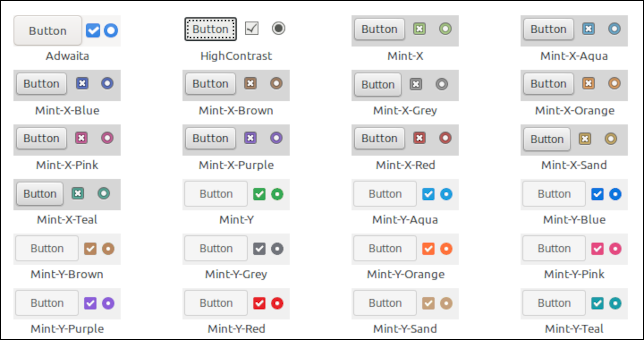 Certains des thèmes de couleurs Linux Mint 21.1