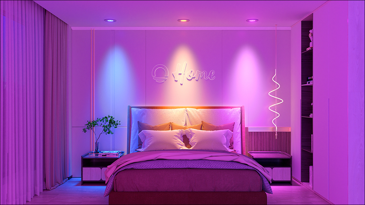 Une chambre éclairée par les luminaires Lumary