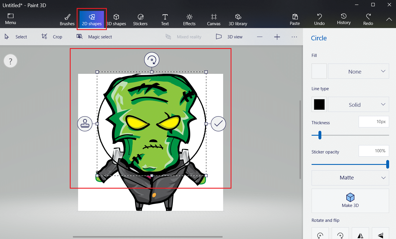 Registerkarte 2D-Formen – Symbol für gewünschte Form und gewünschten Bereich des Logos auswählen | Wie können Sie den Mixer-Avatar ändern?