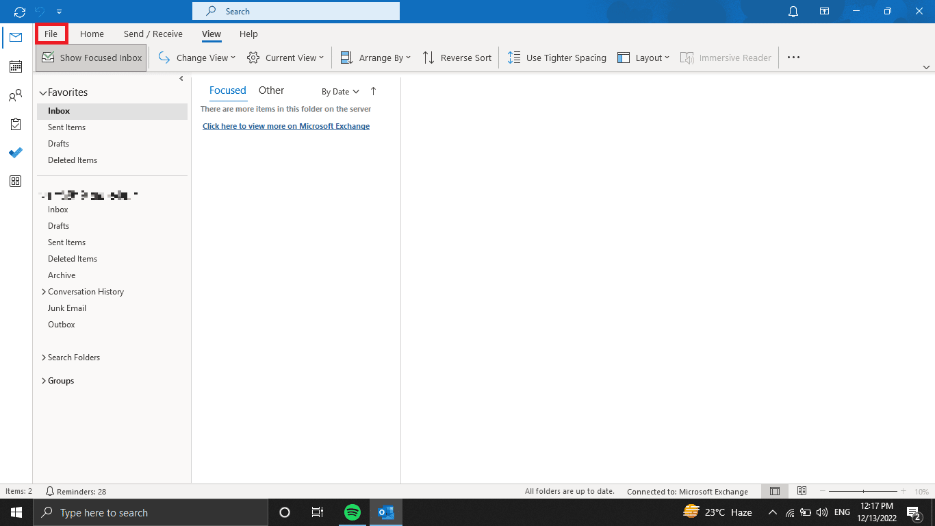 คลิกที่ไฟล์ ปิดใช้งานการตอบกลับ Outlook 365 ทั้งหมด