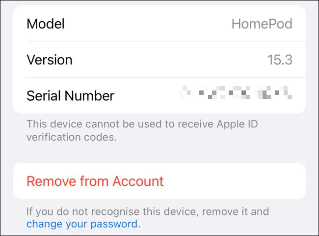 Remova o HomePod do Apple ID nas configurações do iOS