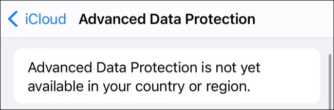 Protección de datos avanzada aún no disponible