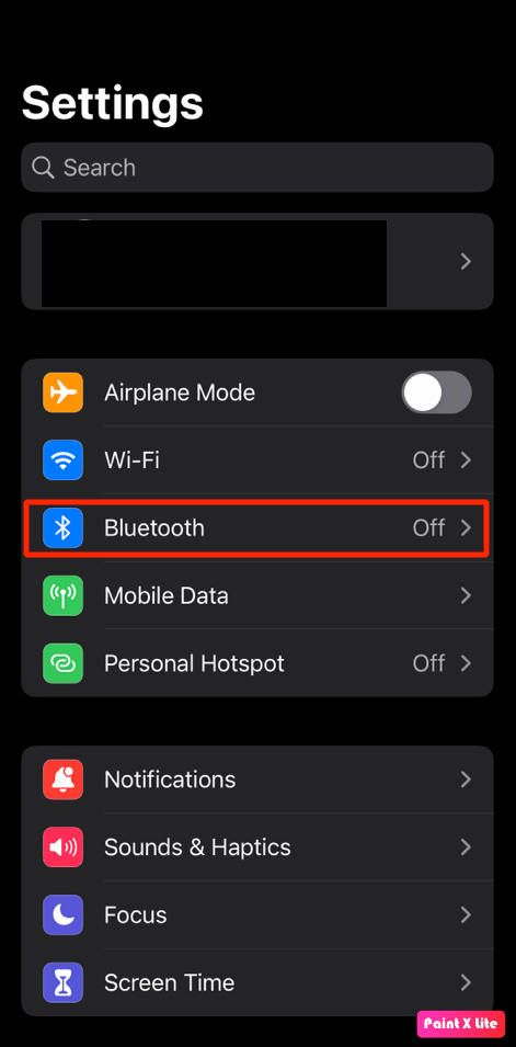 bluetooth seçeneğine dokunun