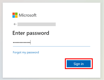 Inserisci la tua password e fai clic sul pulsante Accedi per accedere a MSN.