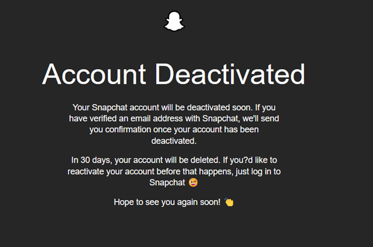 compte snapchat désactivé