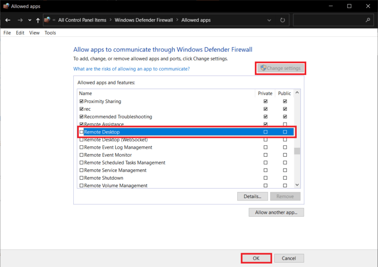 Comprobar el cortafuegos de Windows