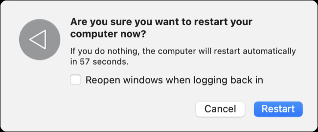 Reinicie o macOS sem reabrir os aplicativos no login