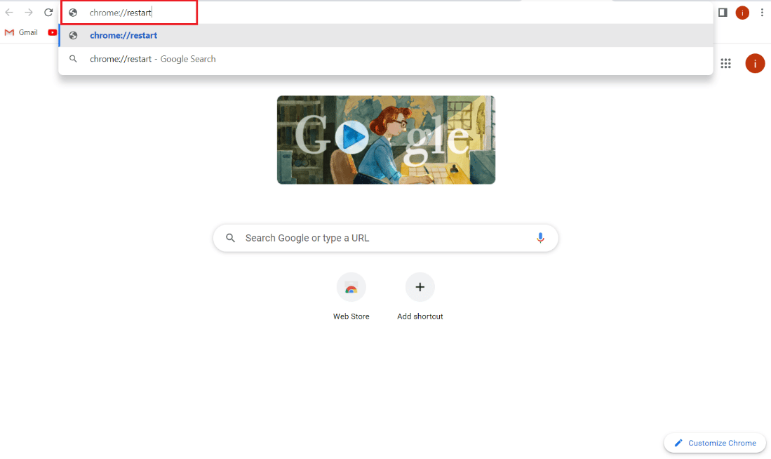 Adres çubuğuna chrome restart yazın | Chrome baskı önizleme yüklenmiyor