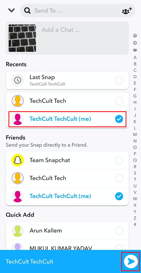 แตะที่ชื่อผู้ใช้ Snapchat (ฉัน) - ไอคอนส่ง