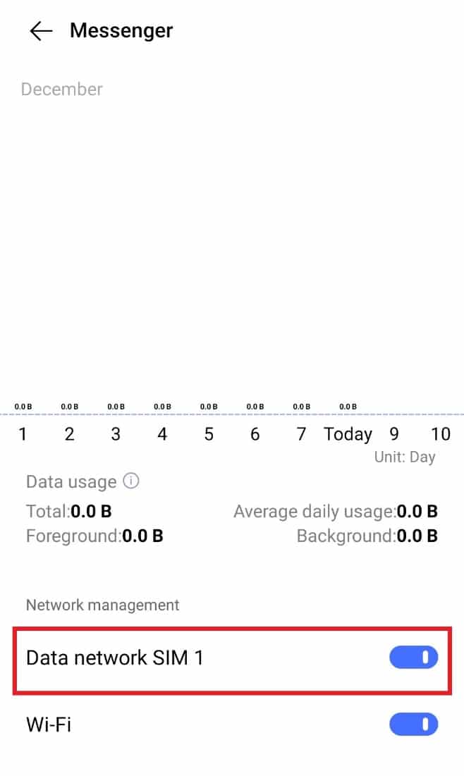 Ative o SIM da rede de dados 1. As 10 principais maneiras de corrigir o erro ao carregar mídia no Facebook Messenger