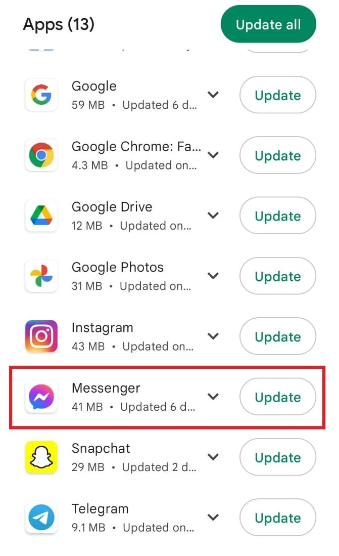 Messenger'ı seçin