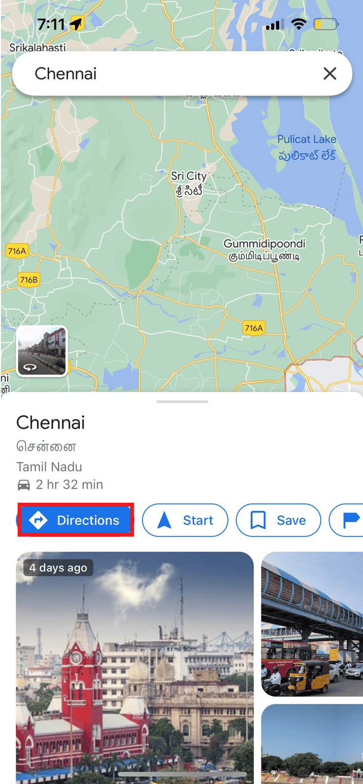 คลิกที่ทิศทาง วิธีรับเส้นทางที่เร็วที่สุดของ Google Maps พร้อมจุดหมายปลายทางหลายแห่ง