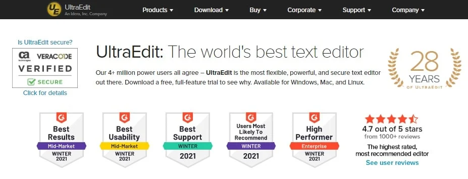 УльтраEdit. 30 лучших редакторов кода для Windows