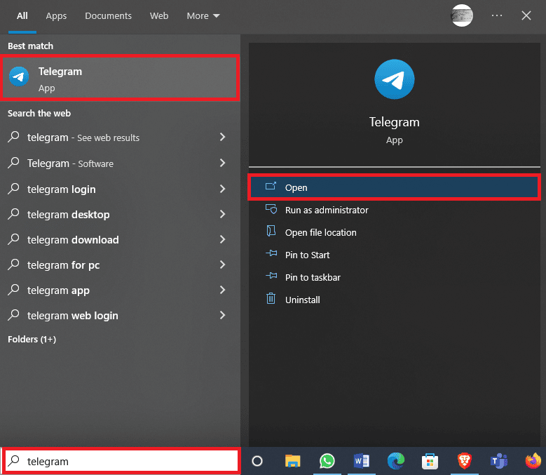 Apri Telegram dal menu Start. Come aggiungere, modificare ed eliminare l'immagine del profilo di Telegram