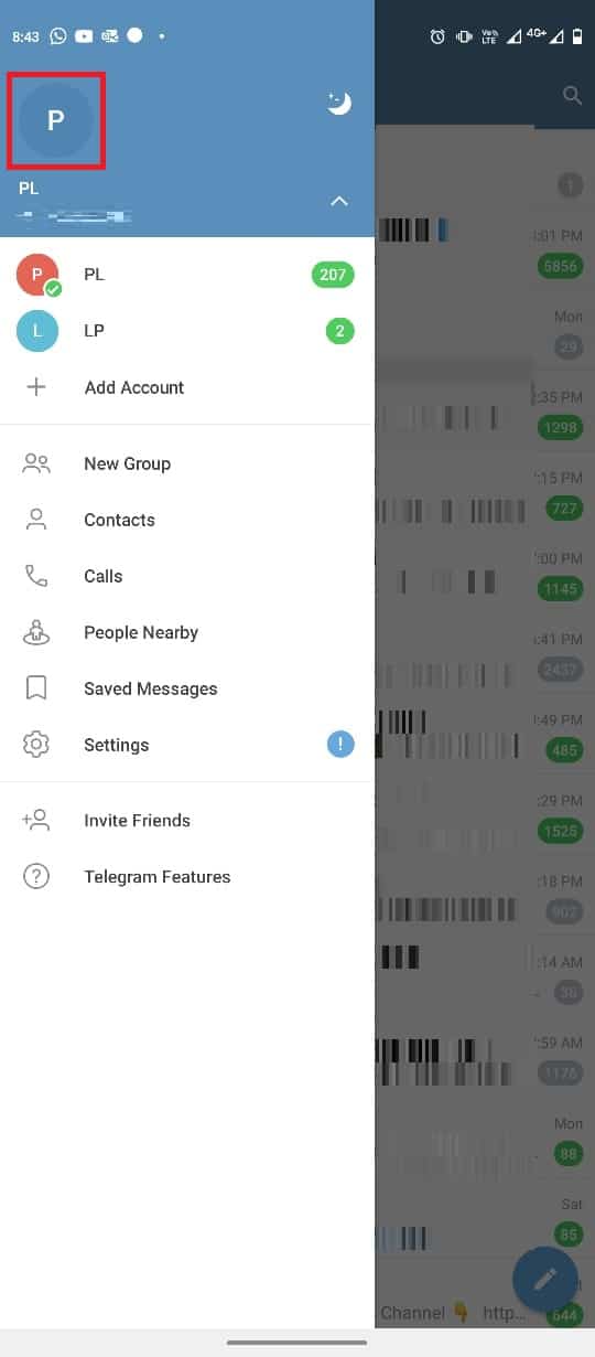 اضغط على أيقونة الملف الشخصي. كيفية إضافة وتغيير وحذف صورة ملف تعريف Telegram
