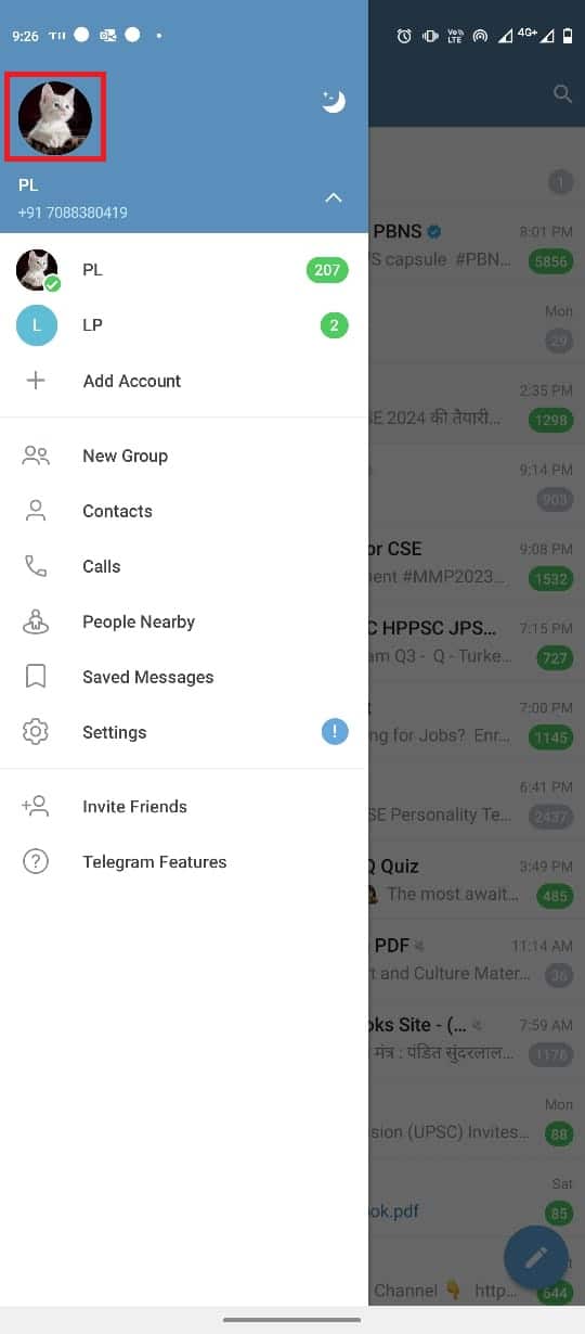 appuyez sur l'icône Profil. Comment ajouter, modifier et supprimer une photo de profil Telegram