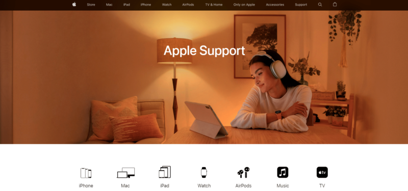 Página oficial de soporte de Apple