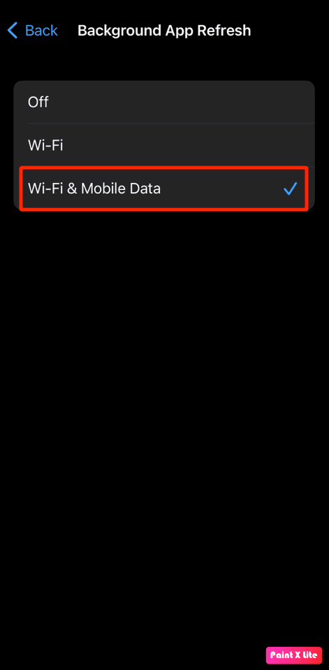 选择 wifi 和移动数据选项 |如何修复 iPhone 共享我的位置显示为灰色