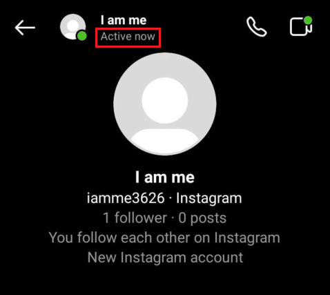 Localize o status sob o nome de usuário do IG na janela de bate-papo para ver a atividade do IG | Como ver a atividade de alguém no Instagram