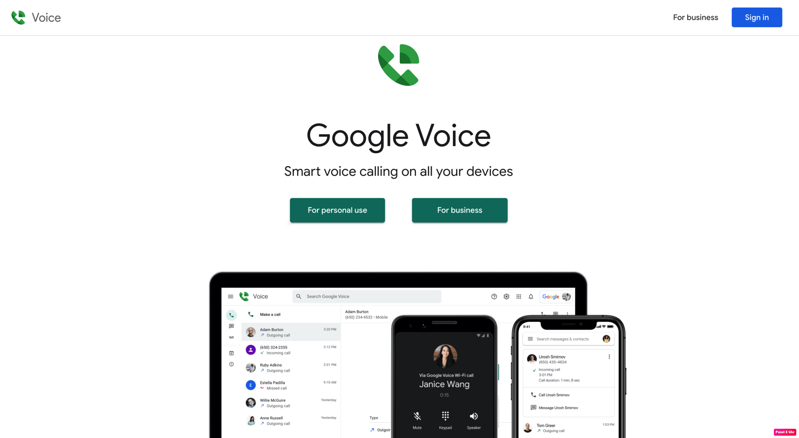 página inicial do google voice