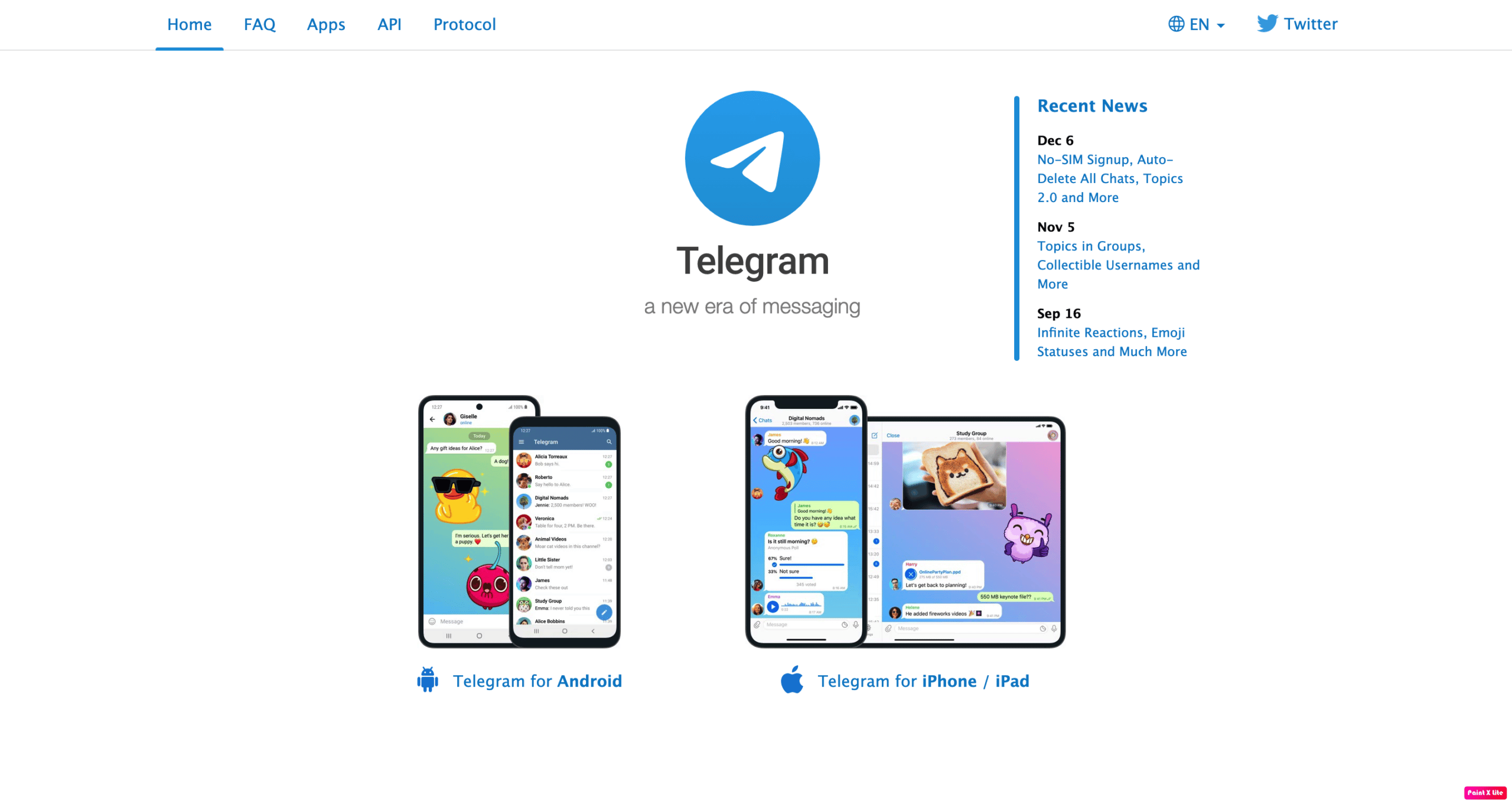 Telegramm-Homepage