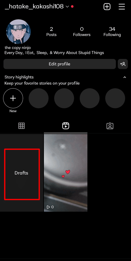 tippen Sie auf Entwurfsordner | So löschen Sie ein Draft Reel auf Instagram