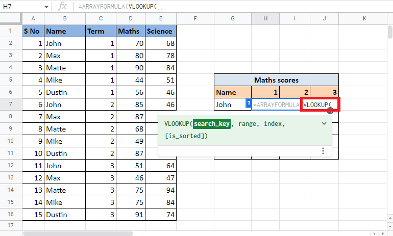 Wprowadź formułę WYSZUKAJ.PIONOWO