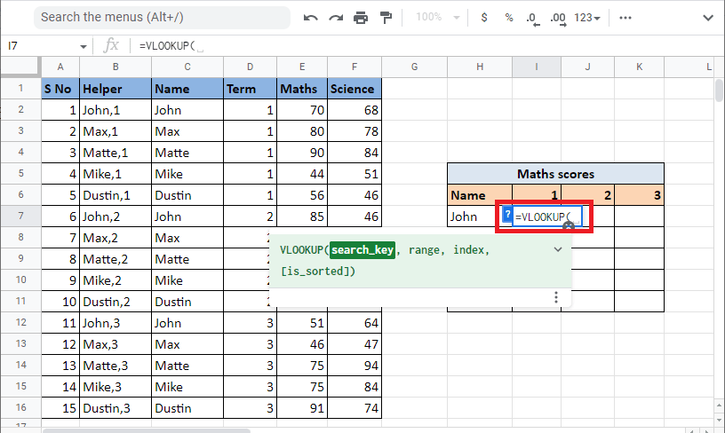 Seret sudut sel untuk mengisi kolom dengan rumus yang sama