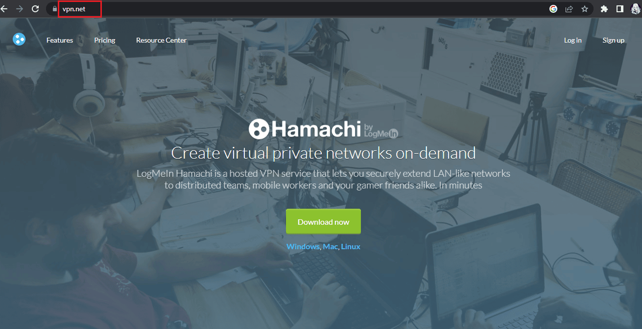 Home page di LogMeIn Hamachi