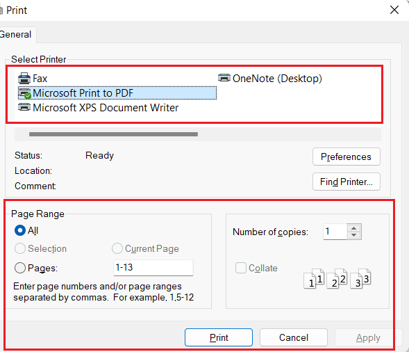 Selecione as configurações de impressão preferidas