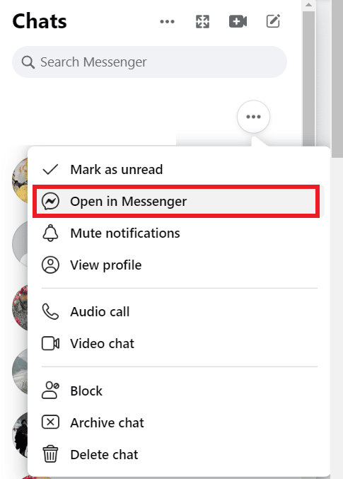 انقر فوق فتح في Messenger