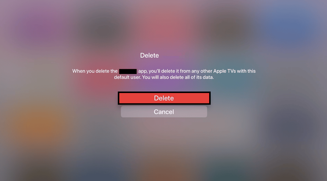 sélectionnez Supprimer dans le menu. Correction de Hulu ne fonctionnant pas sur Apple TV