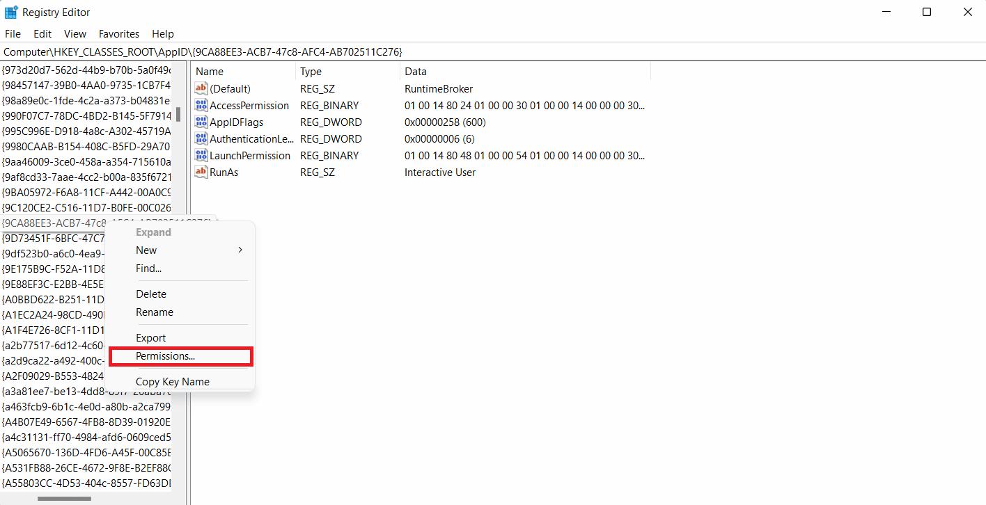 Selecione Permissões. Corrija o ID do evento 10016 o erro de configurações de permissão específicas do aplicativo