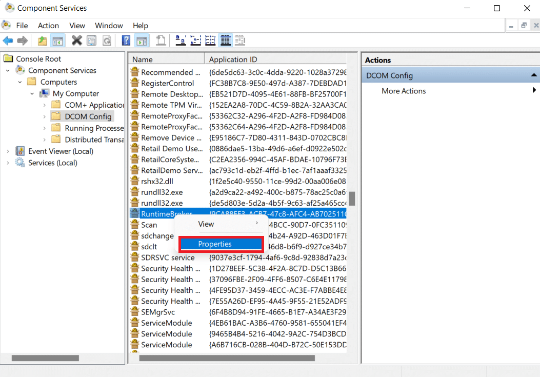 Clique com o botão direito do mouse no nome APPID e selecione Propriedades. Corrigir o erro 10016 das configurações de permissão específicas do aplicativo