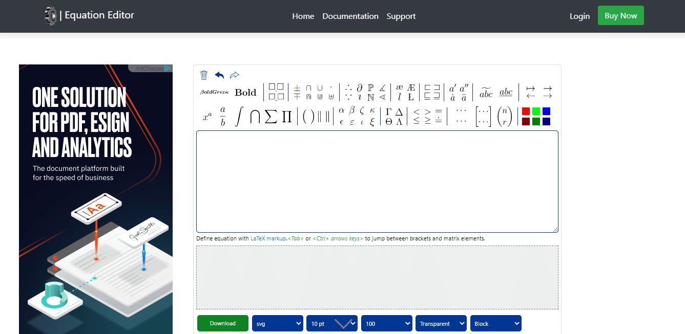 โปรแกรมแก้ไขสมการ CODECOGS ออนไลน์