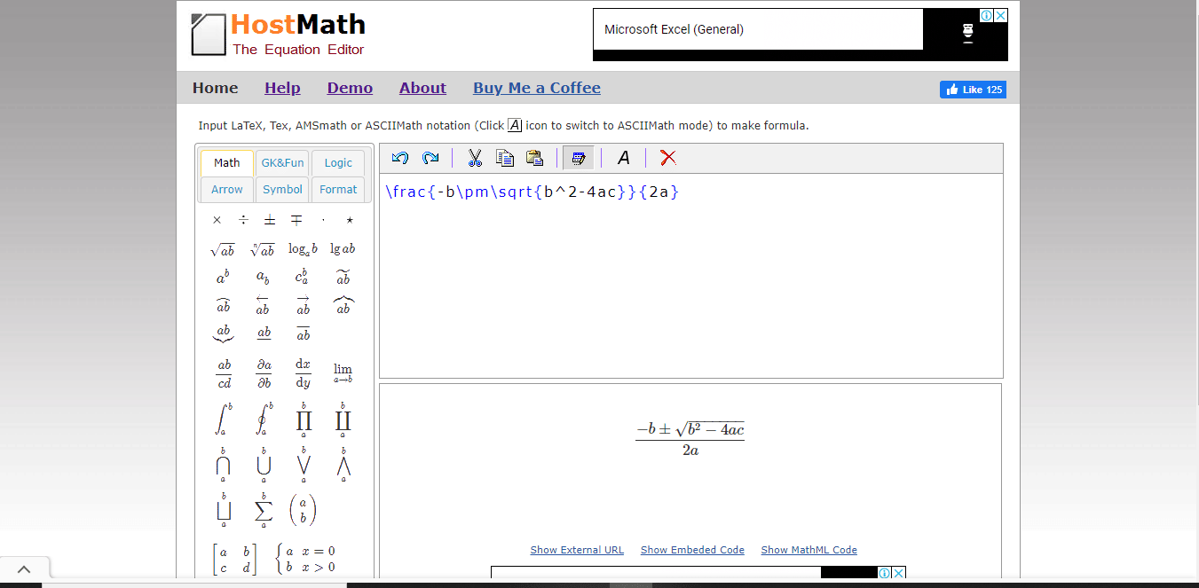 Editor de ecuații HostMath