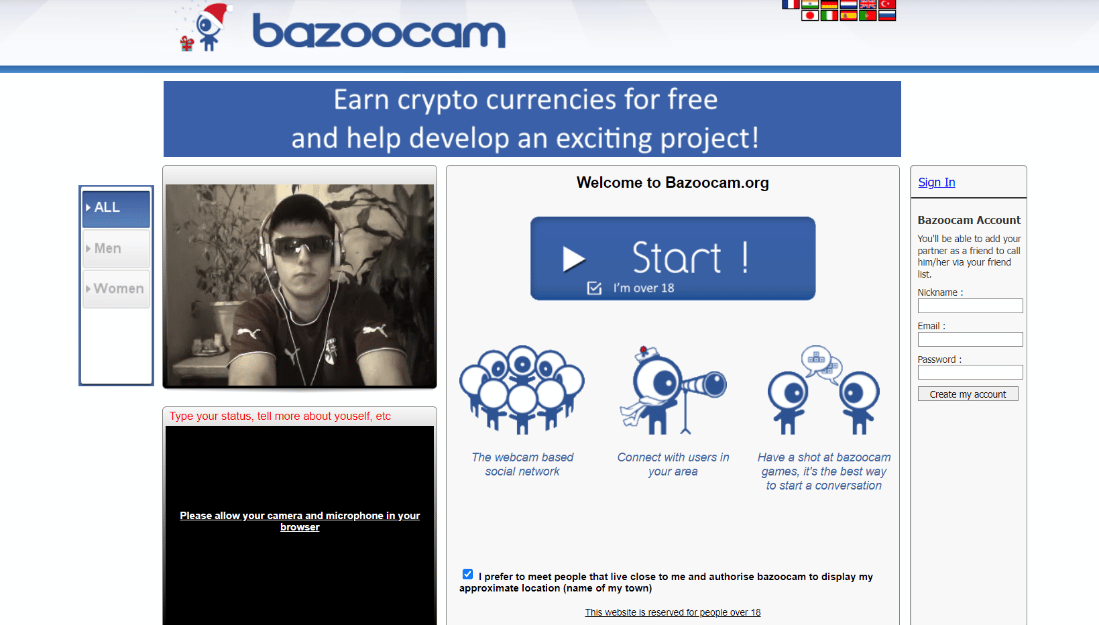 bazoocam web sayfası