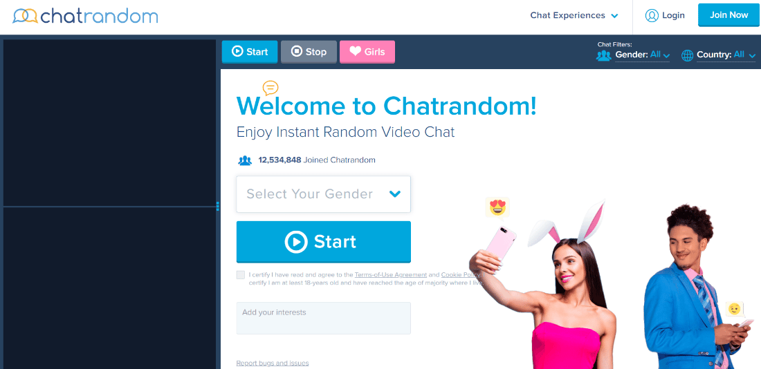 chatrandom web sayfası