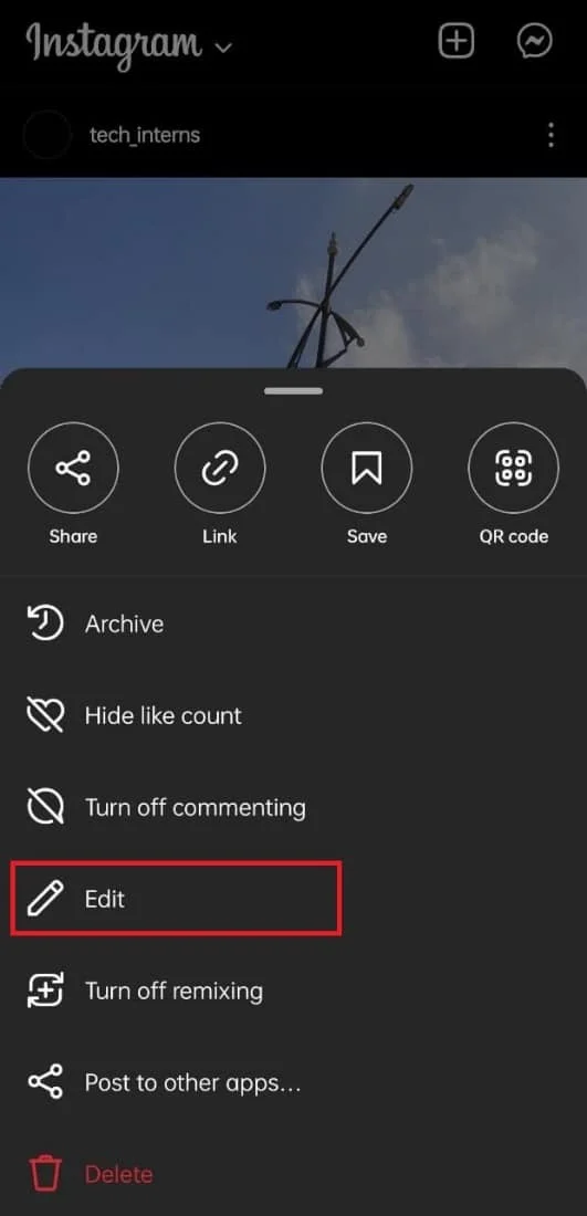 selectând opțiunea, editați. | poți să dai înapoi postările de pe Instagram