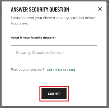 輸入您的安全問題的答案，然後單擊“提交”。