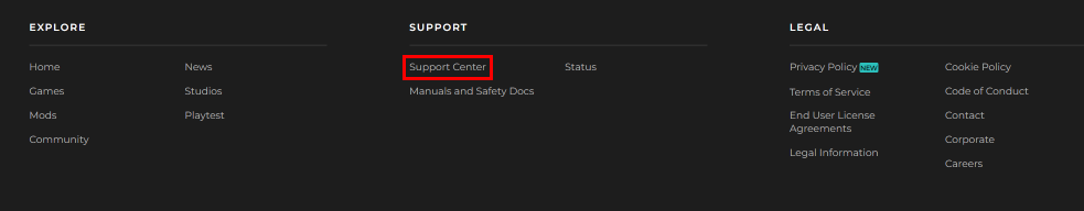 เมื่อเข้าสู่ระบบแล้วให้เลื่อนลงไปด้านล่างแล้วคลิกที่ Support Center