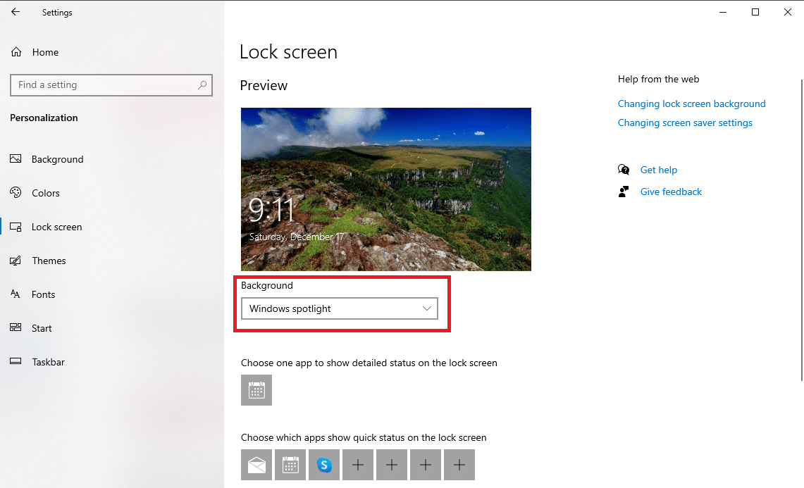 حدد Windows Spotlight. إصلاح Windows Spotlight Lock Screen لا تعمل